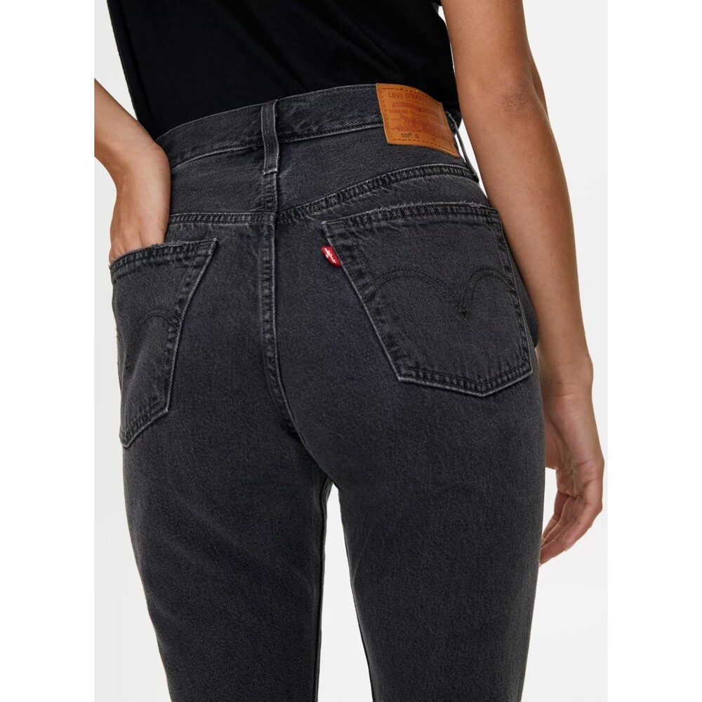 Levi’s Premium 501 High Rise Skinny Button Fly Rigid Jeans Black 26